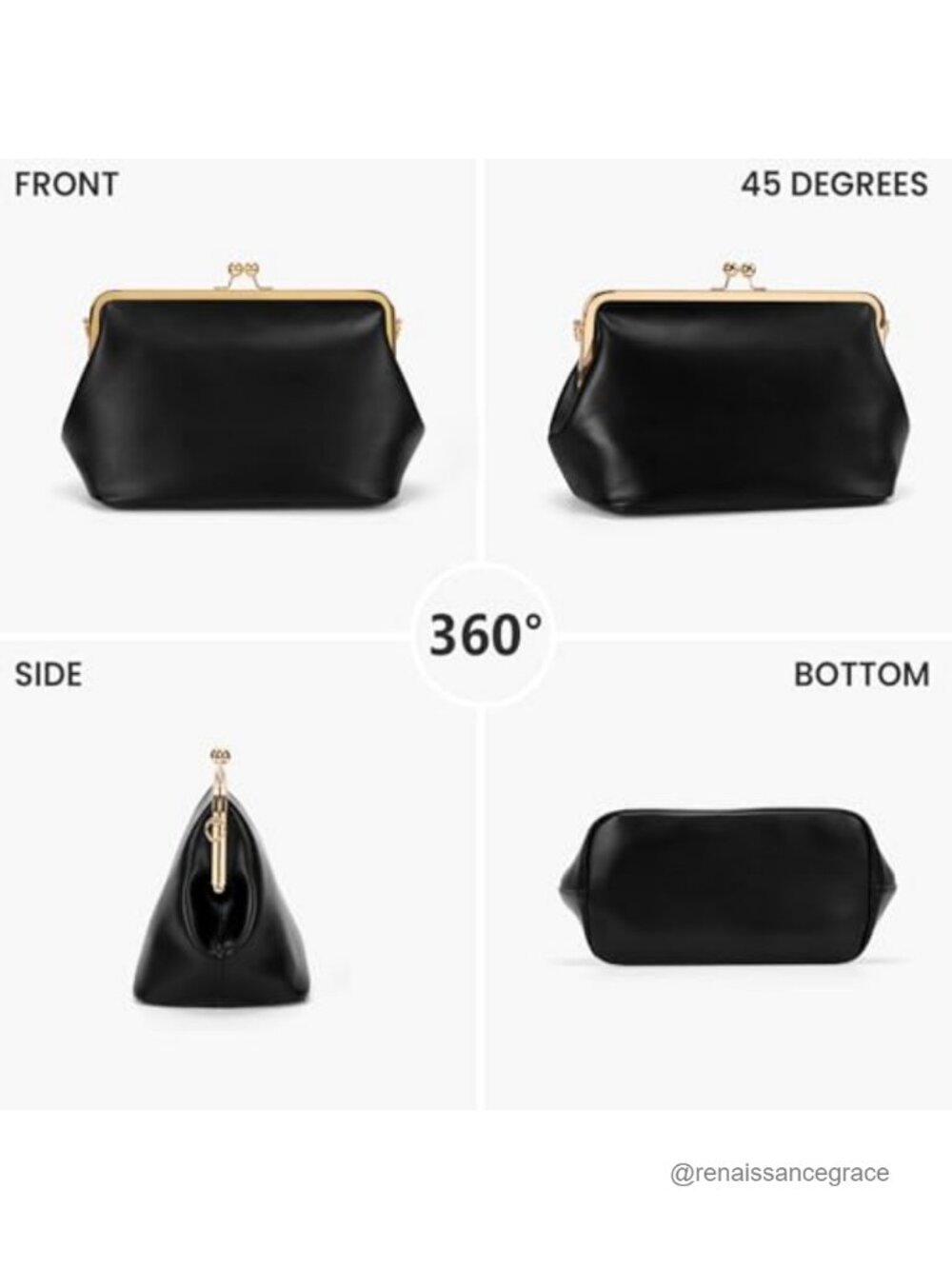 Women's Kiss Lock Crossbody Bag PU Leather Medium Handbag Detachable Strap